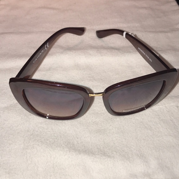 tahari brown cat-eye sunglasses nwt